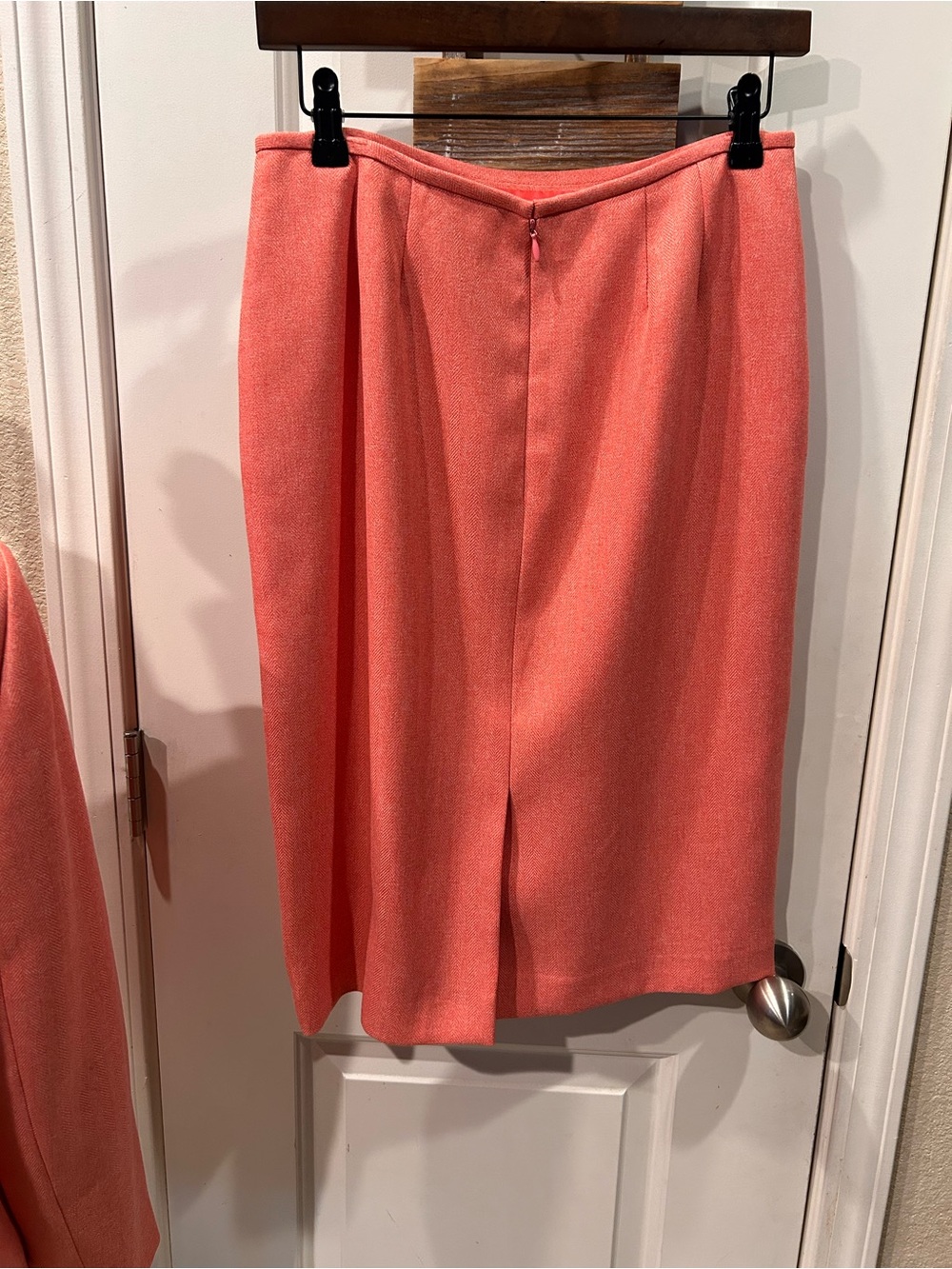 Le Suit Coral Pencil Skirt Herringbone Soft Jacquard Blazer Lined Notch Collar - Picture 5 of 16